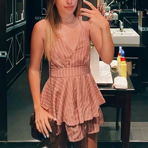 LULU’s PINK STRIPED ROMPER